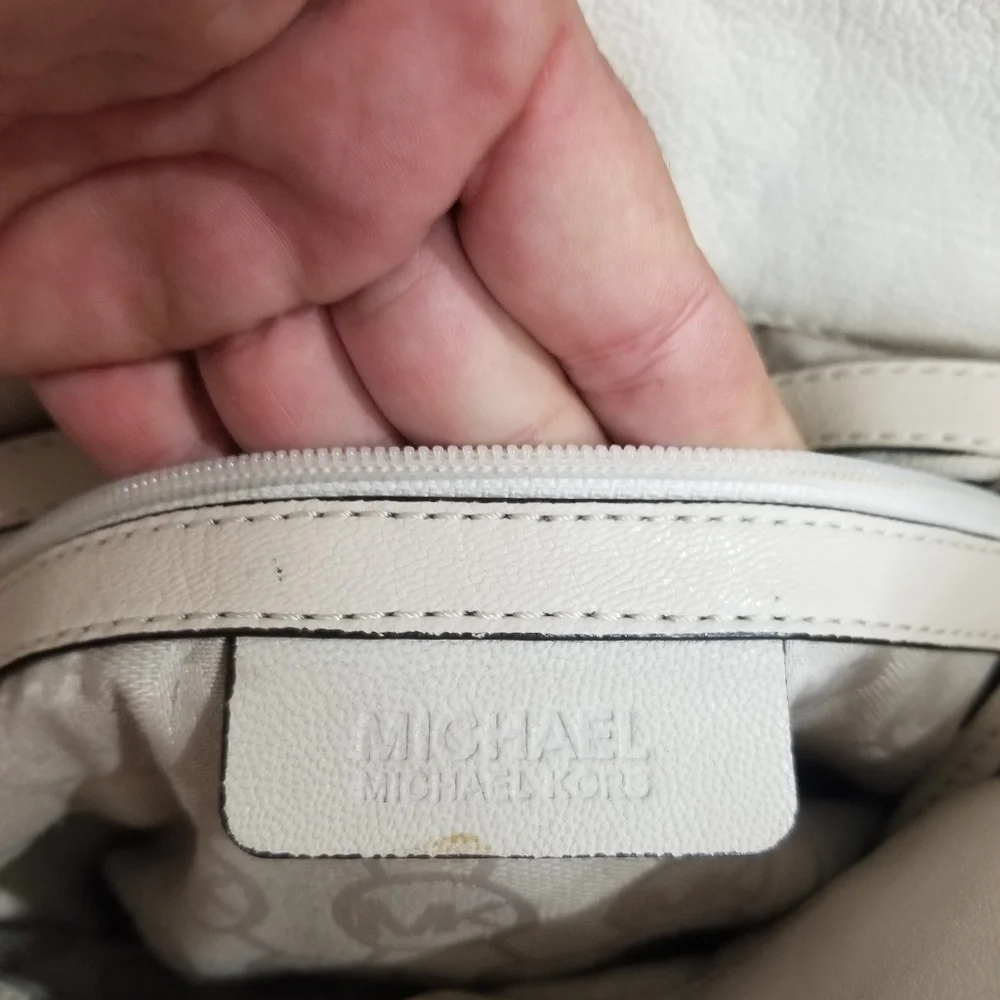 Michael Kors Hamilton creme leather Satchel